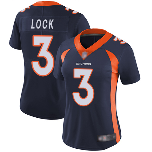 Denver Broncos Limited Women Navy Blue Drew Lock Alternate Jersey #3 Vapor Untouchable NFL Football